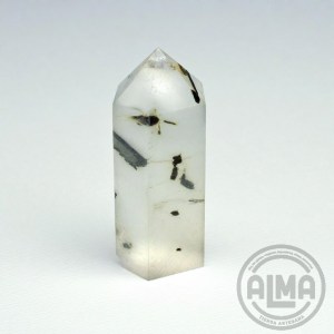 Punta cuarzo turmalinado largo con logo de 6 cm